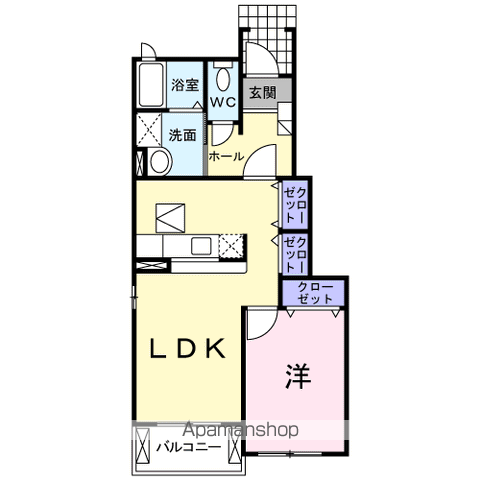 アステ-ル B(1LDK/1階)の間取り写真
