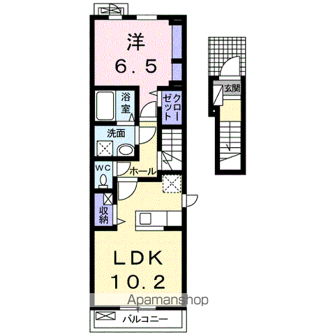カーサ アルベロディピノA(1LDK/2階)の間取り写真