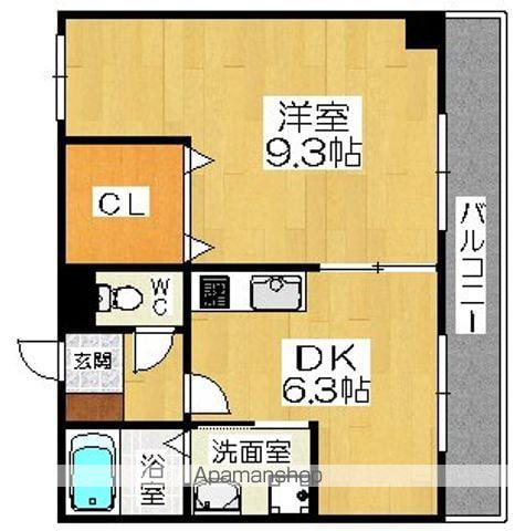双輪建物第八コーポ(1DK/3階)の間取り写真