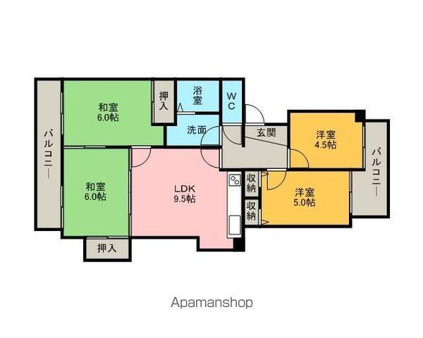 ベルメゾン極楽(4LDK/4階)の間取り写真