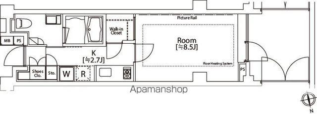 カスタリア市ヶ谷(1K/B1階)の間取り写真