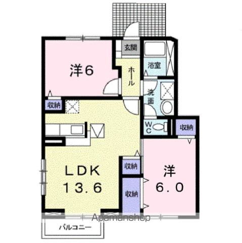 ボナールメゾンU A(2LDK/1階)の間取り写真