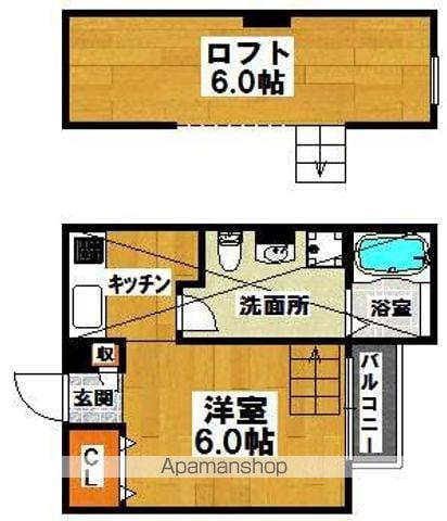 オレンジリーフ香ヶ丘(1K/1階)の間取り写真