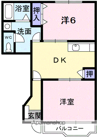 クレベールⅠ(2DK/1階)の間取り写真