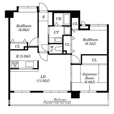 ラフィネ立川(3LDK/11階)の間取り写真
