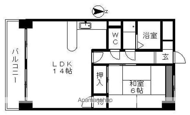 アパートメント千早(1LDK/9階)の間取り写真