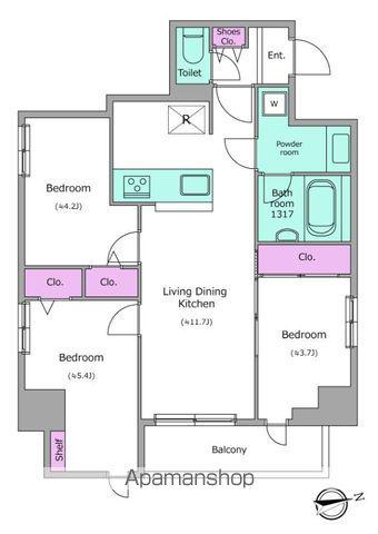 ドゥーエ日暮里Ⅲ(3LDK/2階)の間取り写真