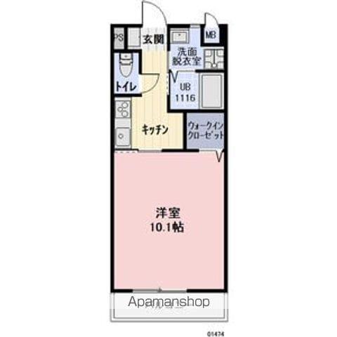 ラフィネ新井(1K/2階)の間取り写真