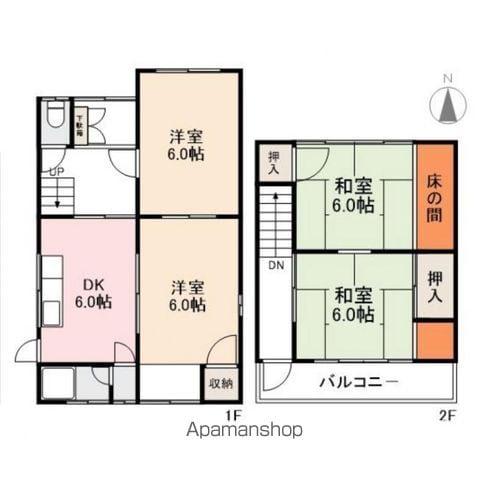 高松琴平電鉄長尾線 林道駅 徒歩4分 2階建 築54年(4DK)の間取り写真