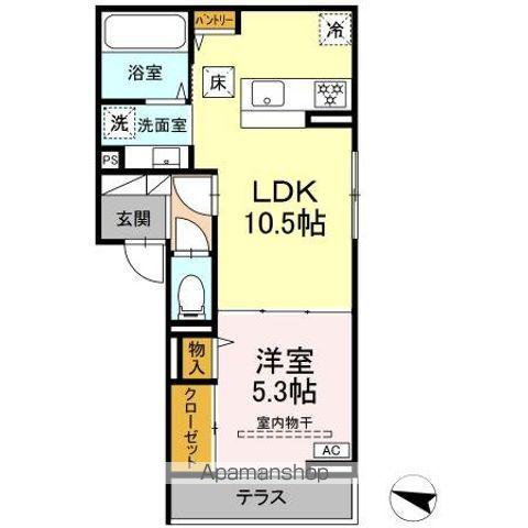 D-ROOM竜王新町(1LDK/1階)の間取り写真