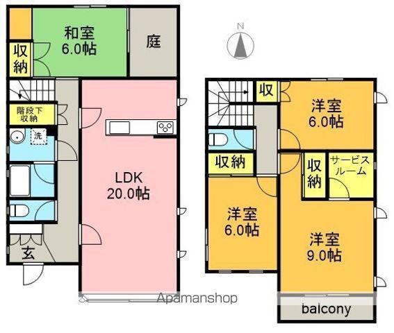 名古屋市東山線 一社駅 徒歩15分 2階建 築34年(4SLDK)の間取り写真