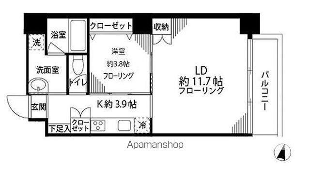 豊島区池袋2丁目(1LDK/9階)の間取り写真
