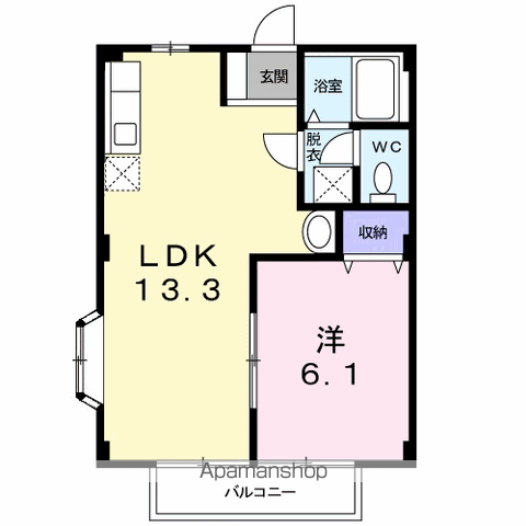 ベア立田(1LDK/2階)の間取り写真