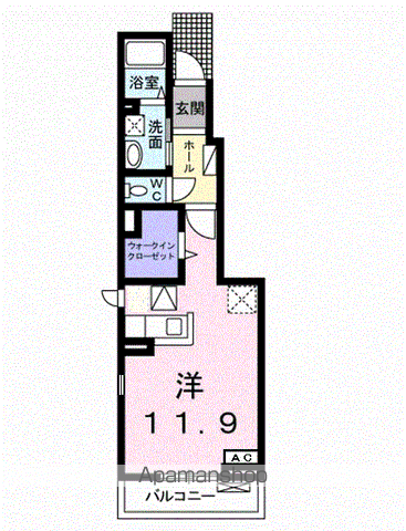 エクシール(ワンルーム/1階)の間取り写真