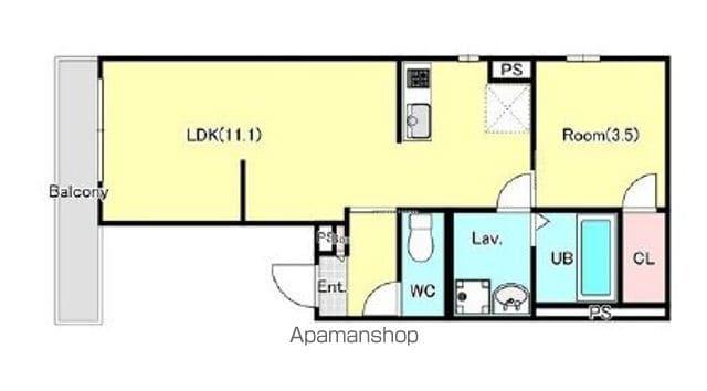 YURION蘇我(1LDK/1階)の間取り写真