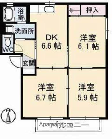 シャーメゾンS B棟(3DK/2階)の間取り写真