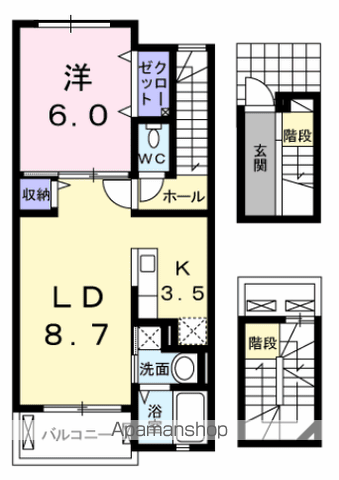 アンセスター松降 A(1LDK/3階)の間取り写真