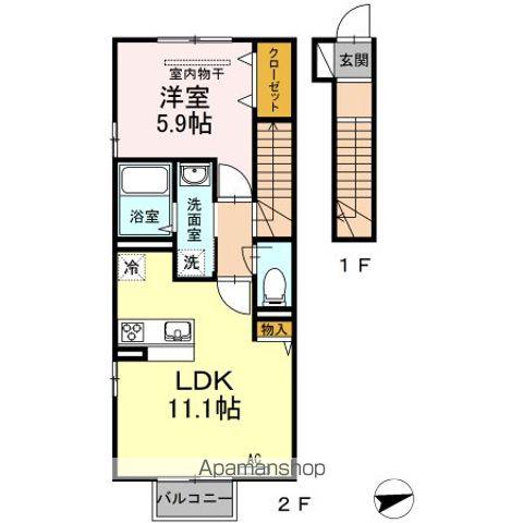 エントピア(1LDK/2階)の間取り写真