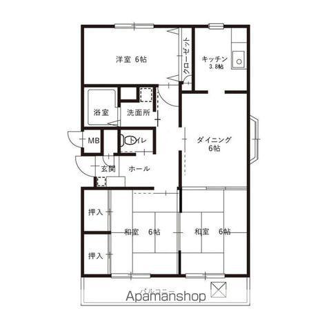 ファミーユ小金A(3DK/4階)の間取り写真