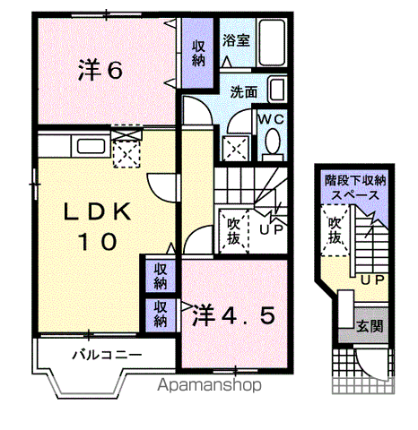 ミニヨン K・T(2LDK/2階)の間取り写真