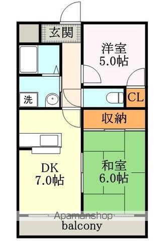 カーサヒラキ(2DK/2階)の間取り写真