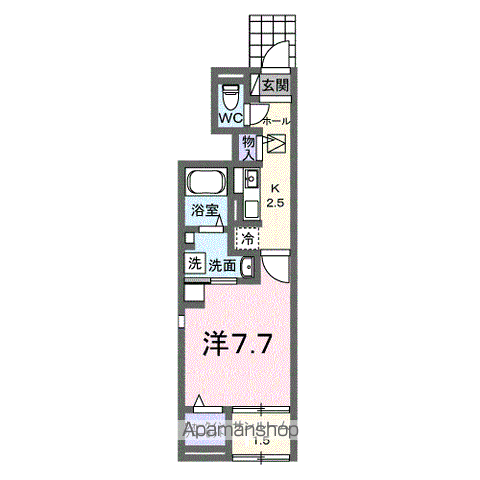 アクアプラ浅江7 Ⅰ(1K/1階)の間取り写真