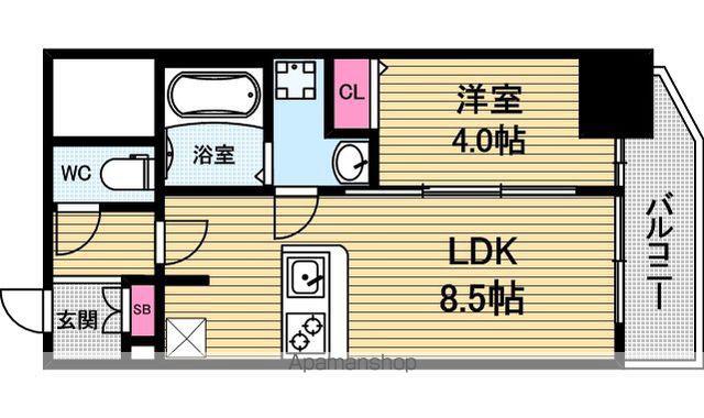 プレサンス北浜オリジン(1LDK/7階)の間取り写真