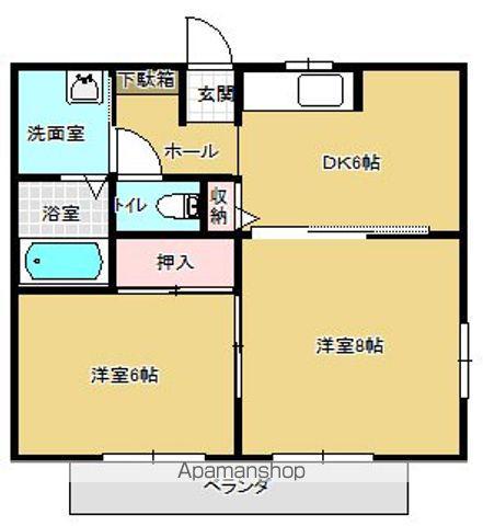 すがさわハイツⅢ(2DK/1階)の間取り写真