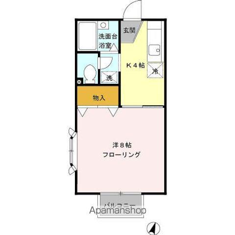 ハイツSHION(1K/2階)の間取り写真