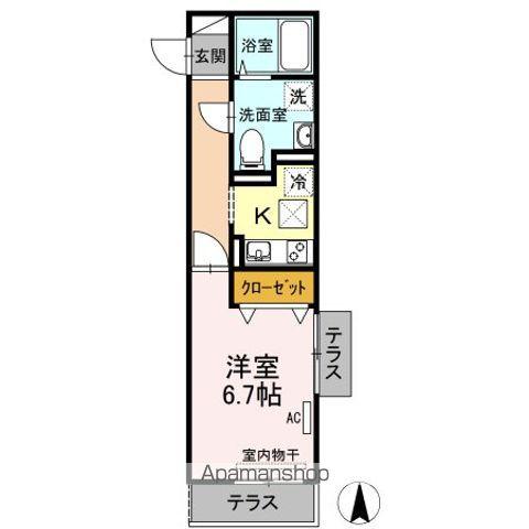 夢りんどうⅤ(1K/1階)の間取り写真