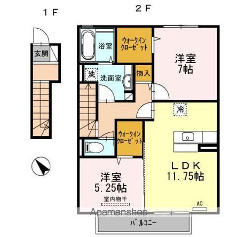 ボナール(2LDK/2階)の間取り写真