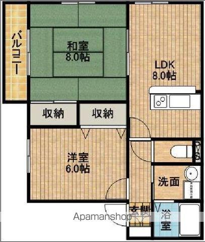 パルティールB(2DK/1階)の間取り写真