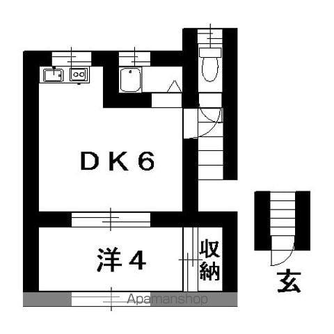 アップルハウス(1DK/2階)の間取り写真