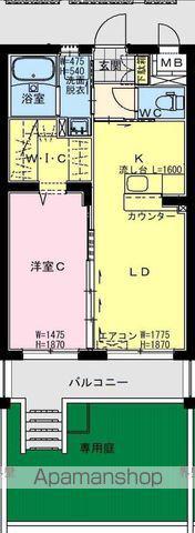 ベルビルJ(1LDK/1階)の間取り写真