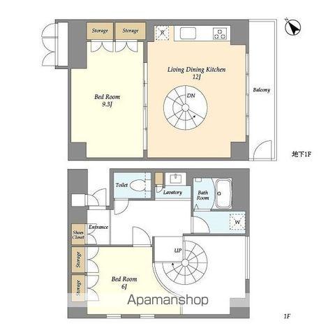 HF目黒行人坂レジデンス(2LDK/1階)の間取り写真