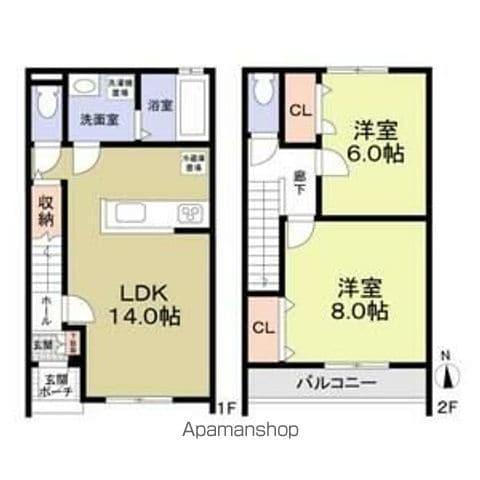 J WING イースト/ウエスト(2LDK/1階)の間取り写真