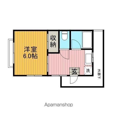 ミソノ2(1K/1階)の間取り写真