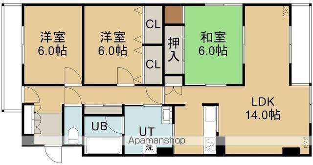 パシフィック大三坂一番館(3LDK/4階)の間取り写真