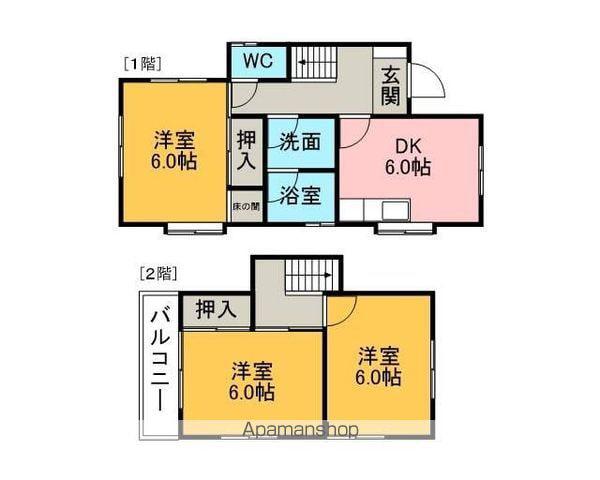 愛知環状鉄道 北岡崎駅 徒歩20分 2階建 築46年(3DK)の間取り写真