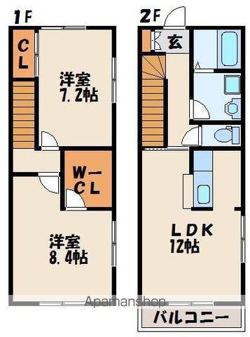 ソレアード赤間　Ｂ棟(2LDK)の間取り写真
