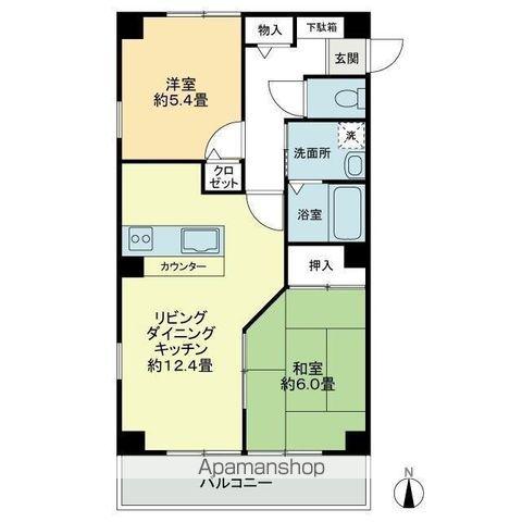 フォブールタウン成合C棟(2LDK/3階)の間取り写真