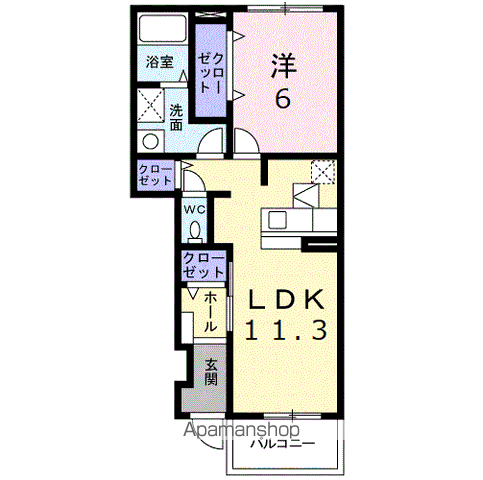 ラフレシール(1LDK/1階)の間取り写真
