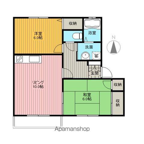 スウィートアップル(2LDK/1階)の間取り写真