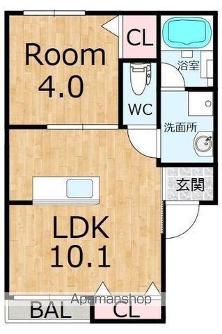 PARADISCO(1LDK/1階)の間取り写真