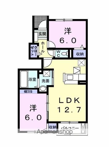 サンキャッスルS・Ⅵ(2LDK/1階)の間取り写真