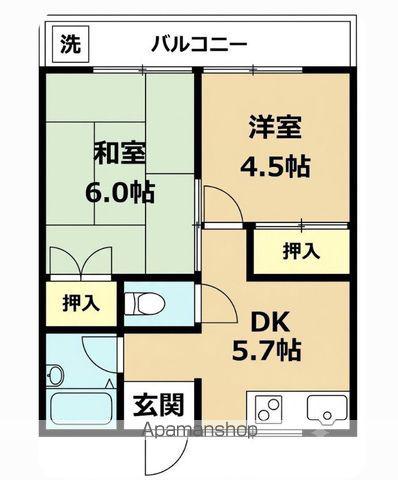 シャルマンコーポ(2DK/2階)の間取り写真