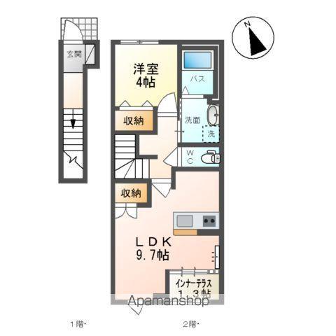 山形市双月町1丁目アパート(1LDK/2階)の間取り写真