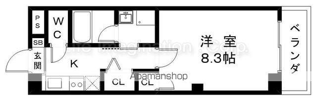 サンセール瀬田(1K/2階)の間取り写真