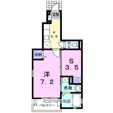アミティプレセアⅡ(1K/1階)の間取り写真