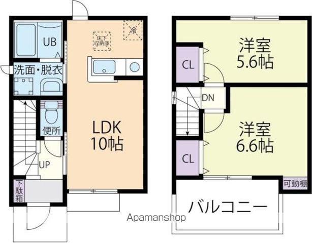 FIOREB(2LDK/2階)の間取り写真